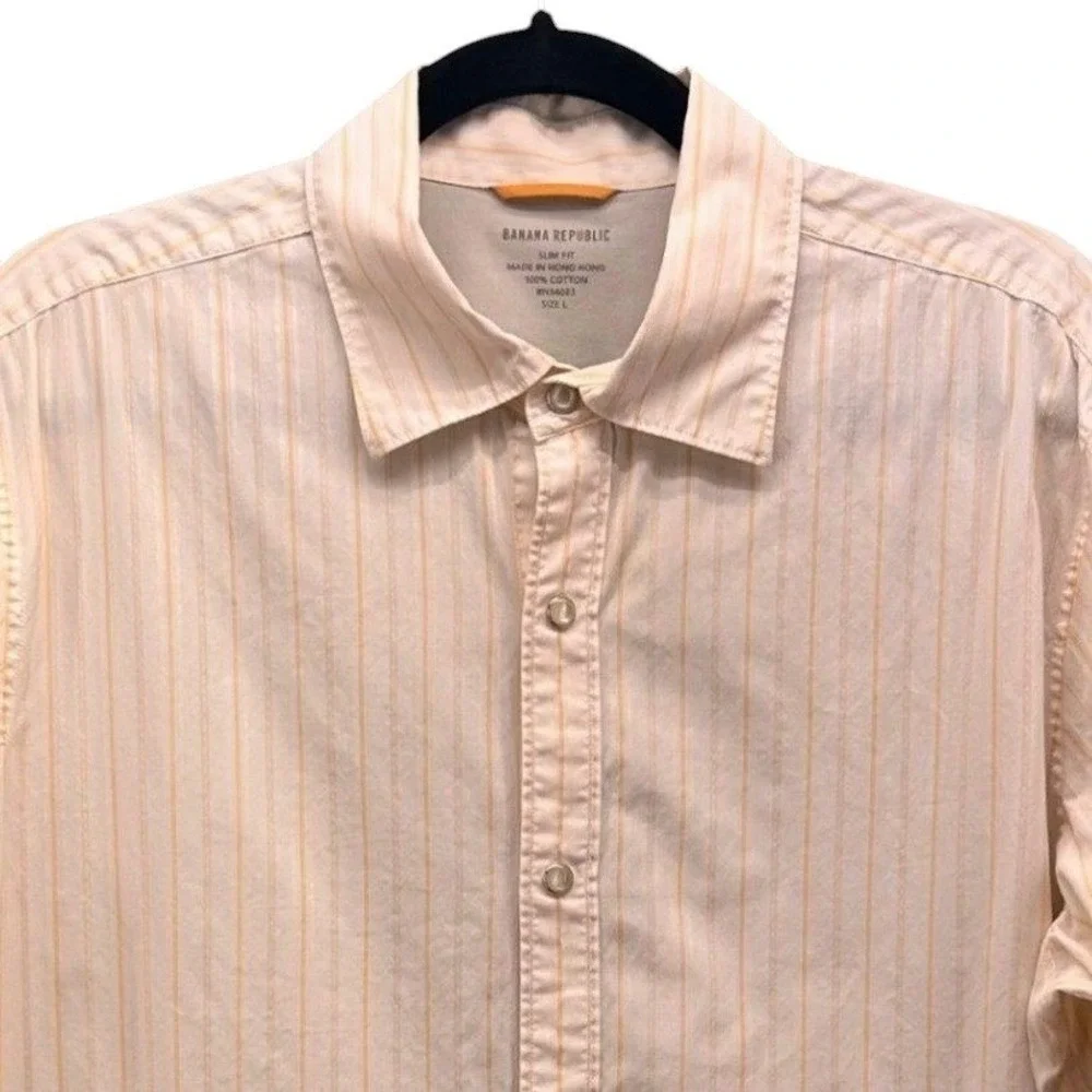 Banana Republic Mens y2k‎ Button Up Shirt Large Dove Preppy Pearl Snap Western